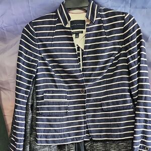 Banana Republic Striped Blazer in Navy and Cream
